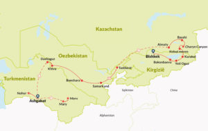 Routekaart in Centraal-Azië